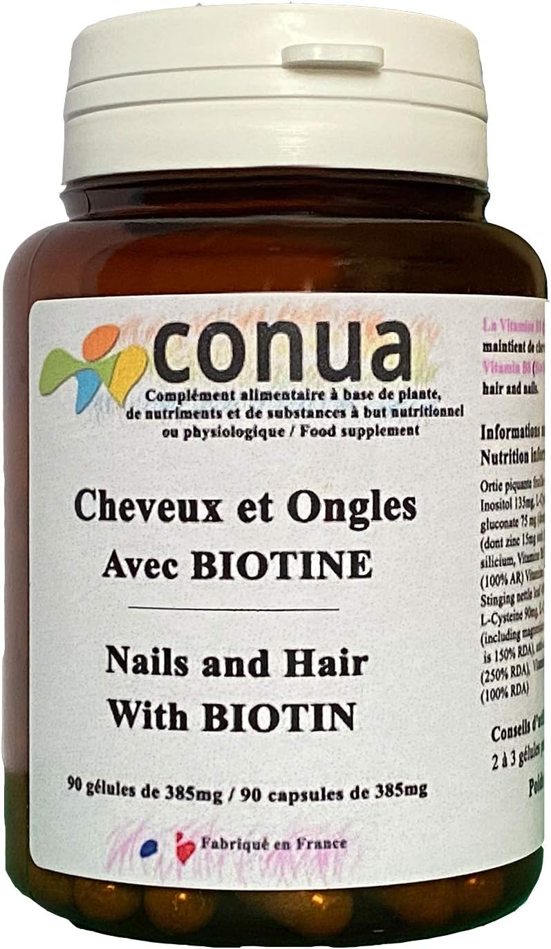 Hair Strong Nails and Skin with BIOTIN + ZINC Stinging Nettle, Vitamin B5 B6 B7 B8, Magnesium, L-Cysteine, L-Cytin Vegetable Capsule