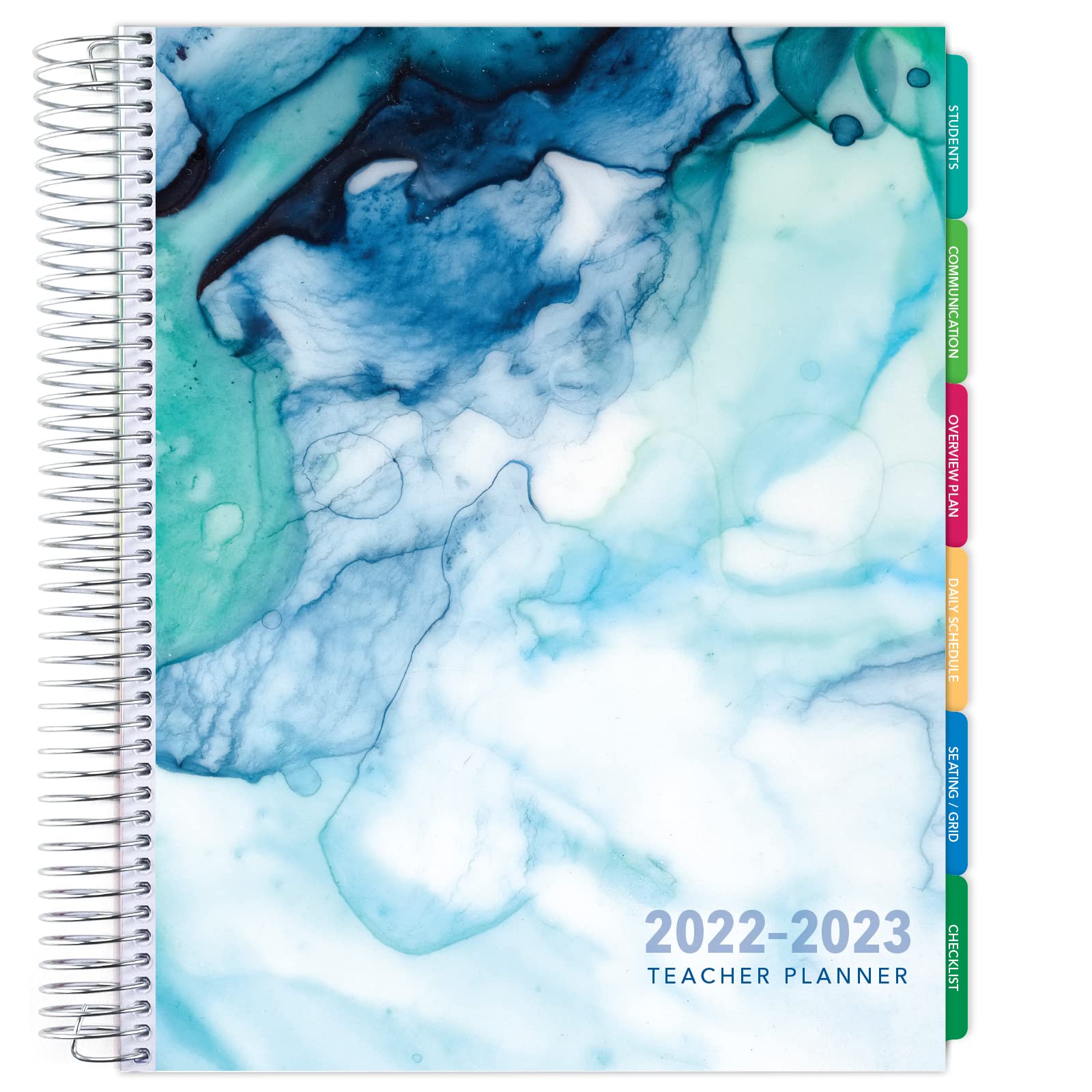 Aug 2022 – Jul 2023 Deluxe Teacher Lesson Planner Notebook 8.5x11 Daily Weekly Monthly Organizers - Includes 7 Periods, Pocket Folder, Dated Calendar, Page Tabs, Bookmark, and Planning Stickers
