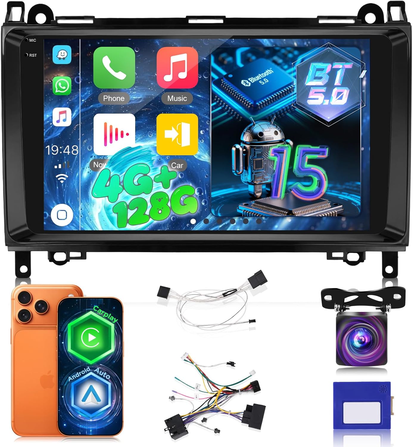 [4+128G] Upgrade Radio for Mercedes Benz Sprinter W906 W245 W169 W639 B200 Viano Vito 2006-2011: 9 inch Android Incell Touchscreen Carplay Stereo - 5G/WiFi, GPS, SWC + Backup Camera + Upgrade Canbus