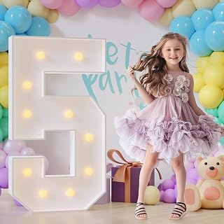 Light Up Numbers 4FT, Number 5 Light Up Sign Marquee Numbers 4 Feet Tall, Large 5 Marquee Number for 5th Birthday Party Decorations Mosaic Número