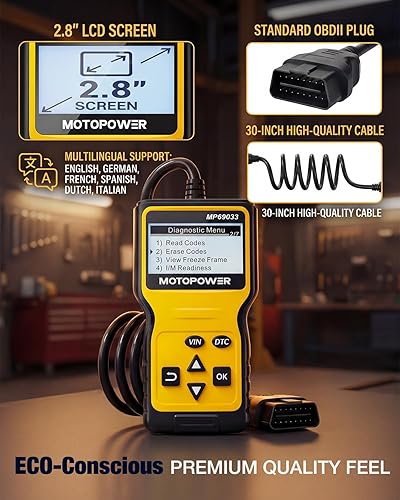 Miniatura 8 de MOTOPOWER MP69033 - Lector de código, OBD2, escáner, para automóvil, fallo del motor, herramienta de diagnóstico, CAN, para todos los coches