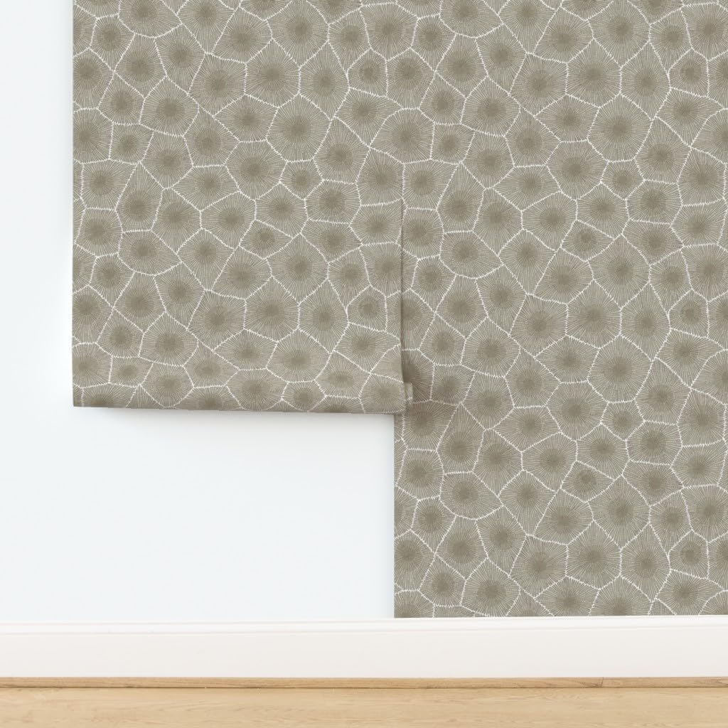 Peel & Stick Wallpaper 3ft x 2ft - Petoskey, Stone Print, Natural, Neutral, Nature, Rock, Geology, Science, Geek, Fossil, Archaeology, Custom Removable Wallpaper by Spoonflower