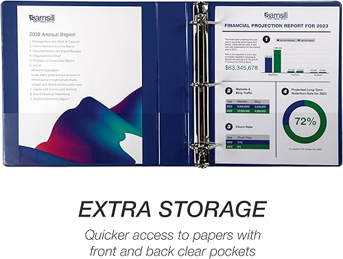 Miniatura 10 de Samsill Carpeta duradera de 1.5 pulgadas, fabricada en los Estados Unidos, carpeta de anillos en D, carpeta transparente personalizable, color