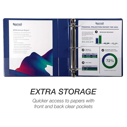 Vista 17 de Samsill Carpeta duradera de 1.5 pulgadas, fabricada en los Estados Unidos, carpeta de anillos en D, carpeta transparente personalizable, color Negro