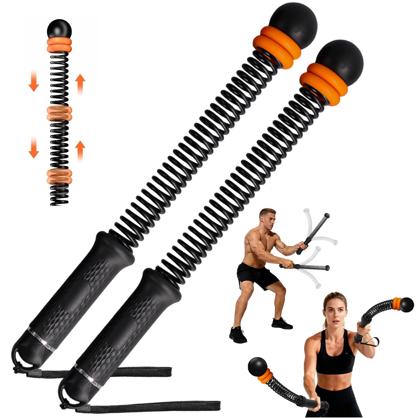 2Pcs Ropeless Battle Rope with Adjustable Weights,New Upgrade Cordless Battle Ropes Heavy Duty Workout Rope Men Women Arm Exerciser Fitness Equipment for Women and Men Portable Strength Building