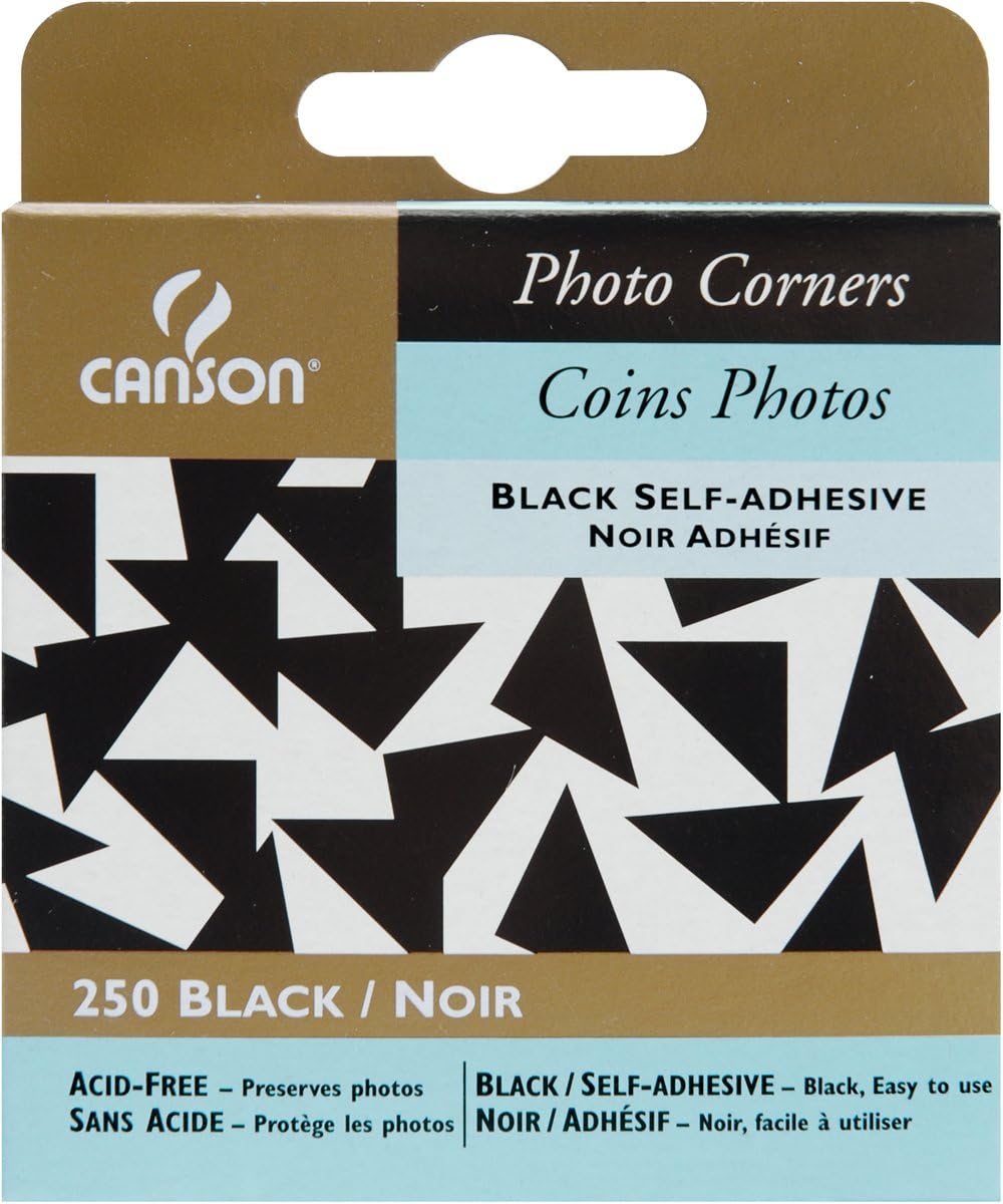 CansonTalens, Inc. Adhesive Photo Corners, 250/Pkg Black