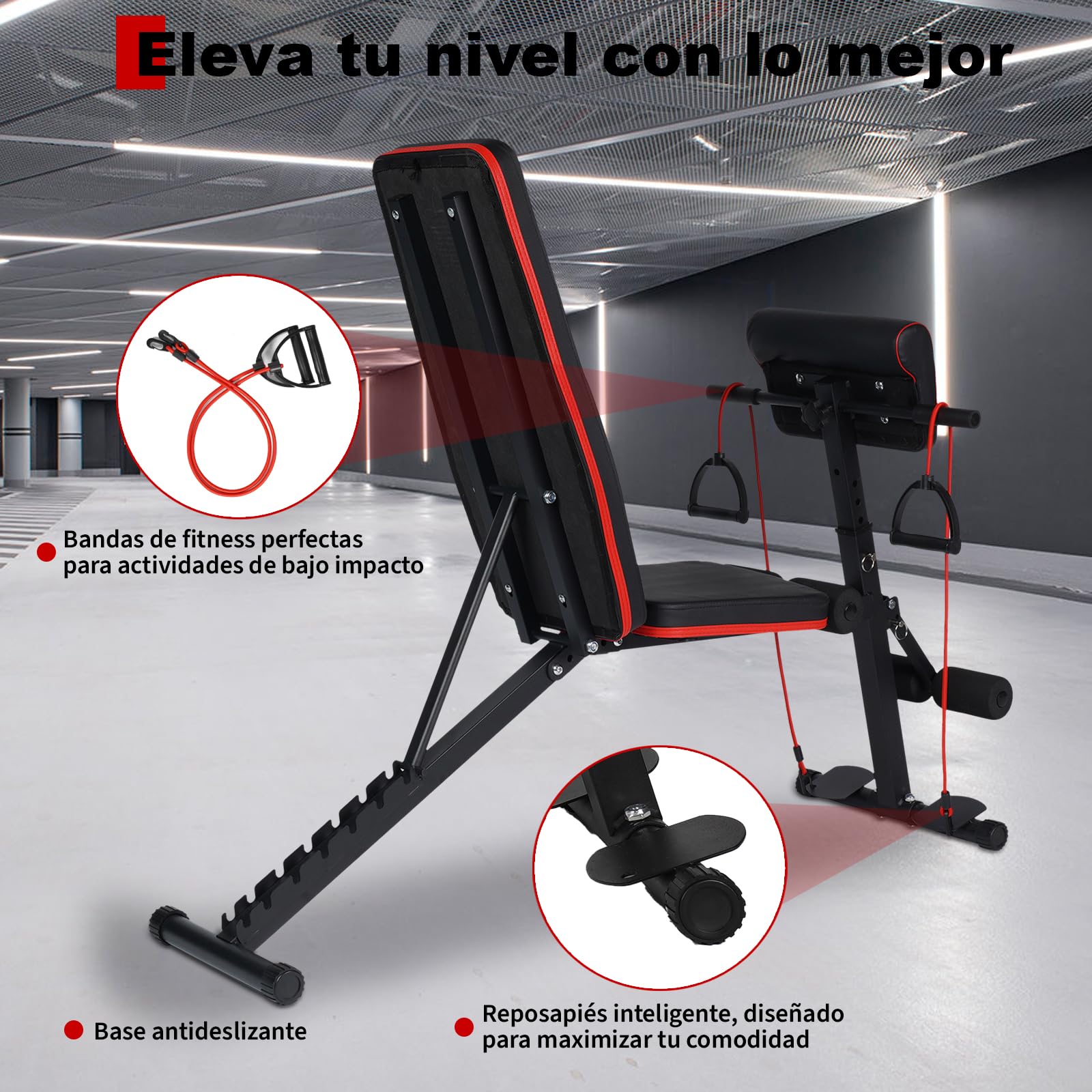 Banco de Pesas Ajustable y Plegable para Musculación, Banco de Entrenamiento Multifuncional para Gimnasio en Casa, Carga Máx. 250/300kg, con Banco Scott o Silla Romana de Hiperextensión