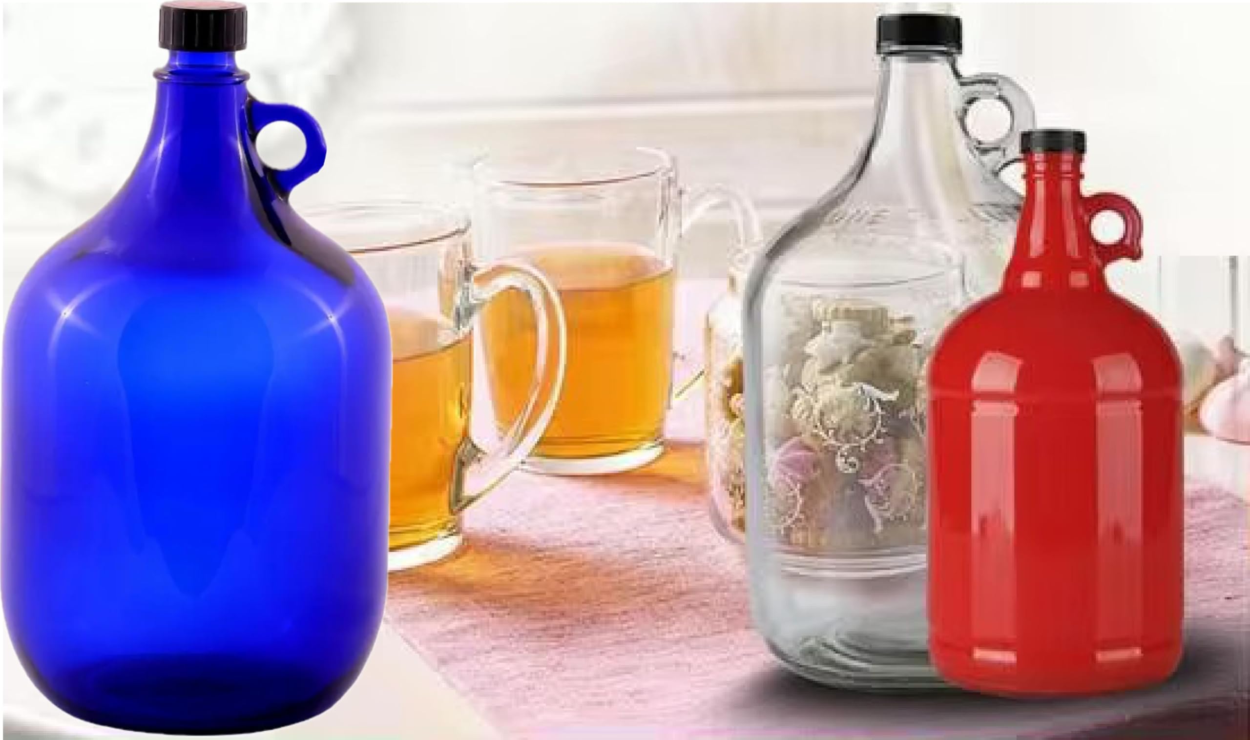lilawelt24 2L blaue Flasche Weinballon Glasballon GÄRBALLON Weinflasche Likörflaschen Essig-Öl Flasche (4x 2L)