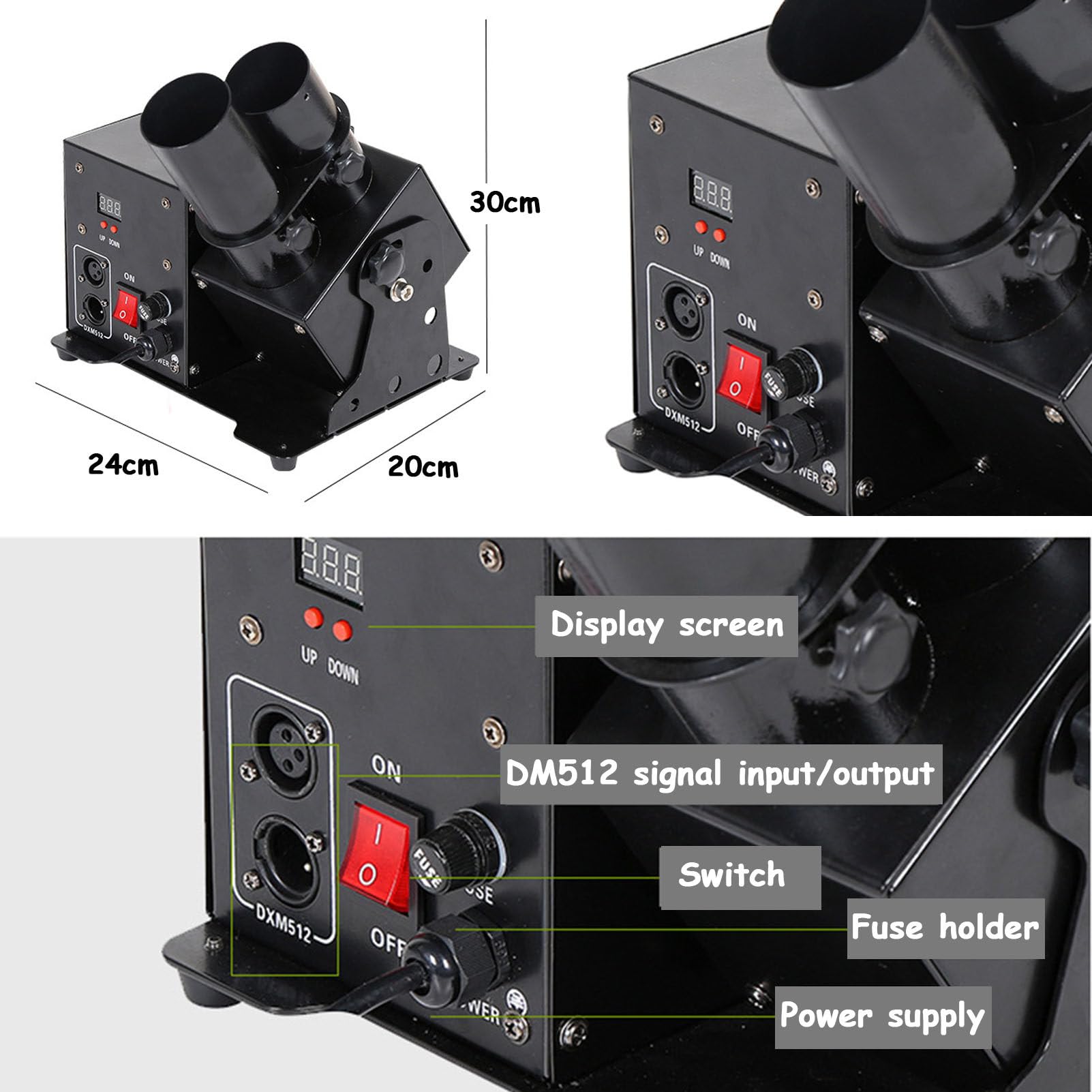 Macchina lanciacoriandoli a Doppia Testa, Macchina elettrica per coriandoli con DMX/Telecomando per Matrimoni, Discoteche, spettacoli, Club, palchi, Feste