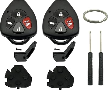 Key Fob Shell Case Replacement Fits for Toyota 2008-2013 Avalon 2007-2011 Camry 2008-2012 Corolla 2009-2014 Venza 4 Button Keyless Entry Car Remote Cover Black 2 Pack