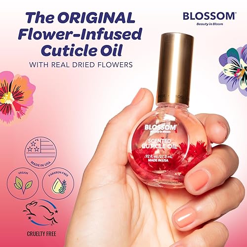 Miniatura 3 de Blossom Aceite de cutícula para uñas, hidratante, hidratante, perfumado, cuidado de la cutícula, infundido con flores reales, fabricado en Estados