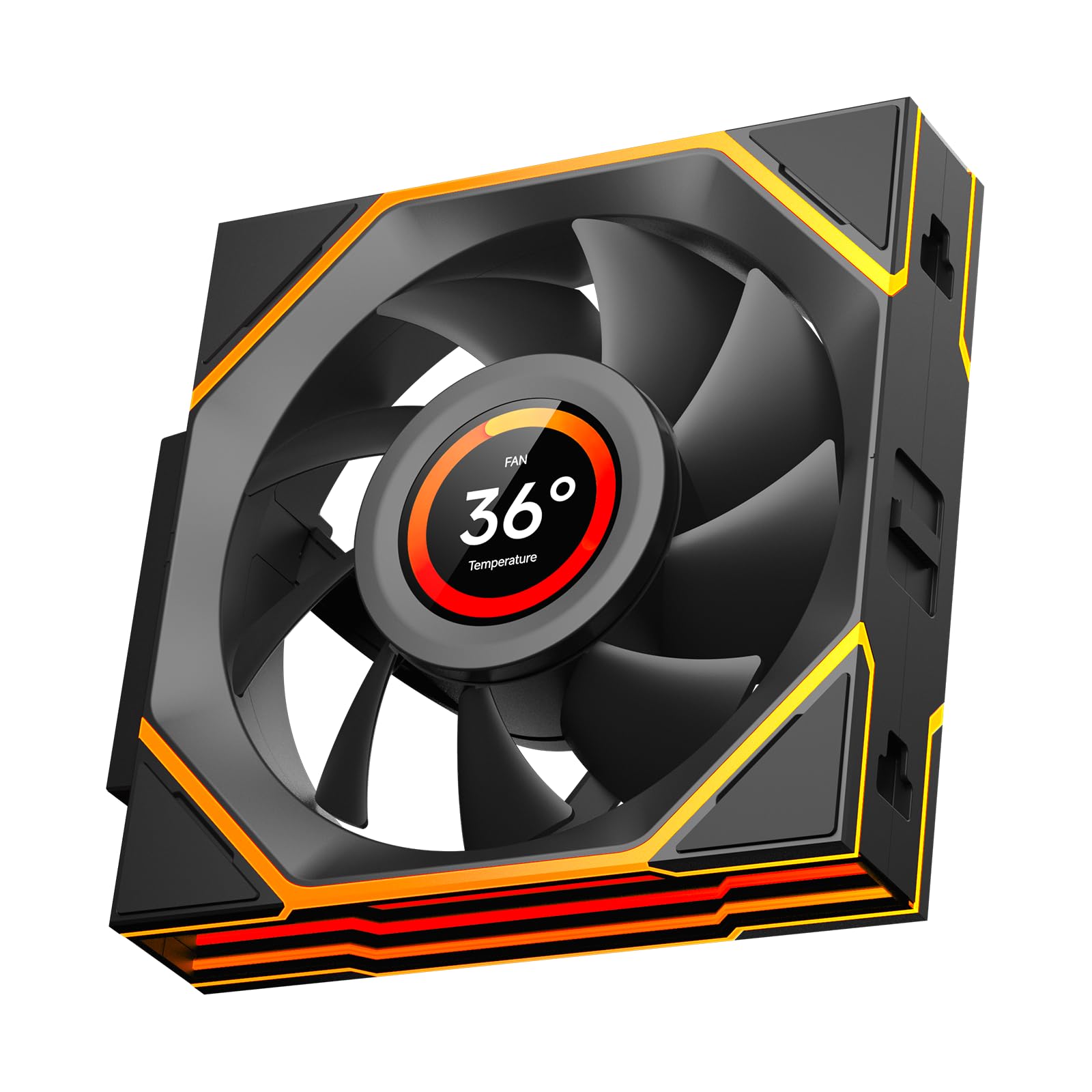 TZMRIT Interstellar-V4 LCD Daisy Chain RGB PC Fan 120 mm, 1.5 Inch LCD/24 LEDs/2100 RPM/61.54CFM/28 mm (Black Reverse)