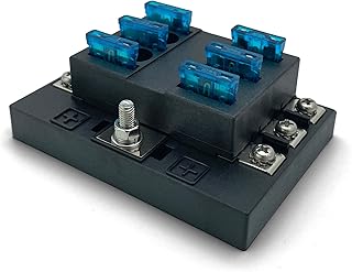 MGI SpeedWare Automotive Fuse Box with Screw Terminals, Standard ATO/ATC Blade Fuses (6 Way)