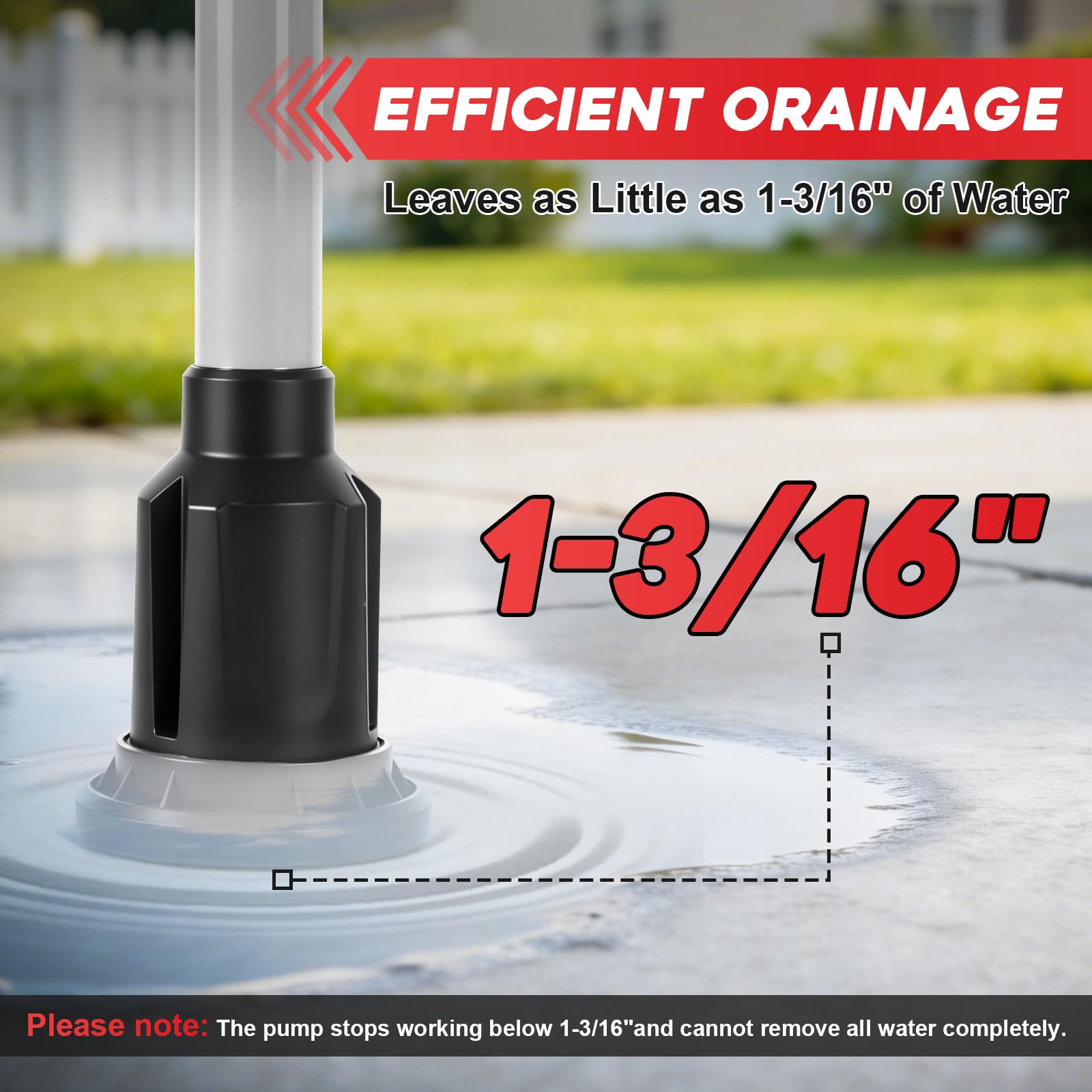 FormiPow Cordless Stick Water Transfer Pump for Milwaukee M18 Battery, 1400GPH Brushless Water Pump with 10FT Lift Distance, 39.5" Suction Depth, Electric Water Pump for Pool Garden Pond (No Battery) - 5