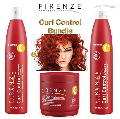 Miniatura 2 de Firenze Professional Curl Control Set – Champú con Aceite de Aguacate 10.1 fl oz, Acondicionador 10.1 fl oz y Tratamiento Máscara 13.5 fl oz para