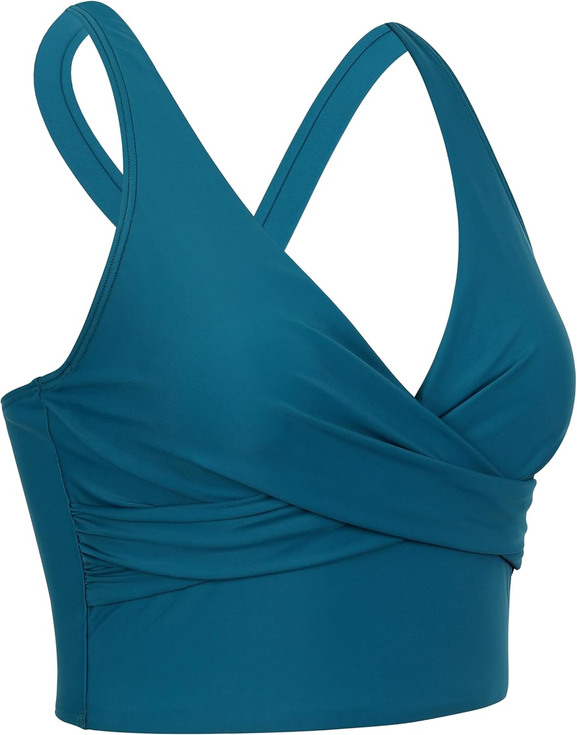 Firpearl Women's Underwire Bikini Tops Only - Longline Swimsuit Top Criss Cross Push Up Swim Crop Top - Image 4