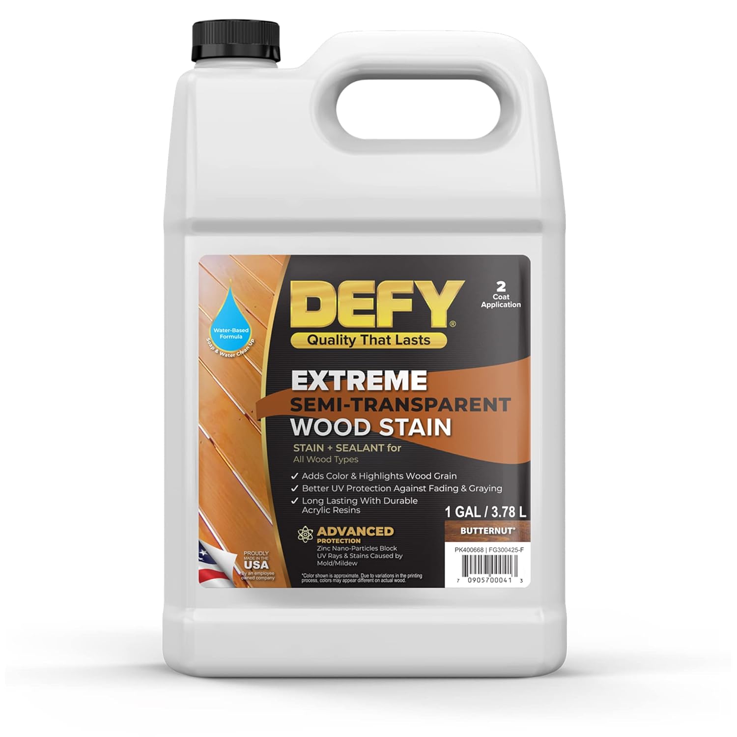 DEFY Extreme 1 Gallon SemiTransparent Exterior Wood Stain, Butternut