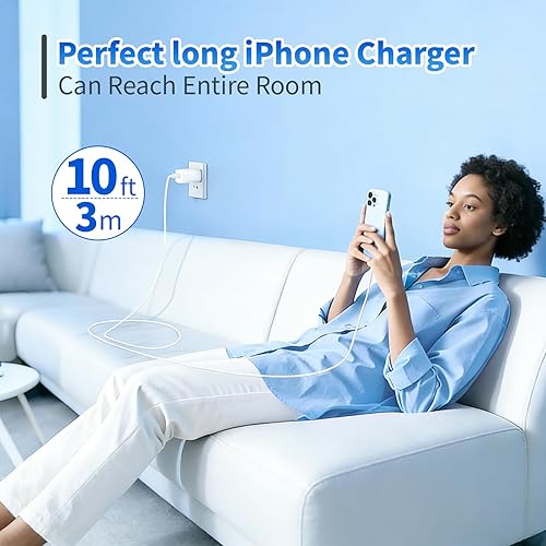 Miniatura 7 de Ximytec Cable USB C a Lightning [certificado MFi] Paquete de 3 cables de carga de iPhone de 10 pies, tipo C, cable de carga rápida compatible con