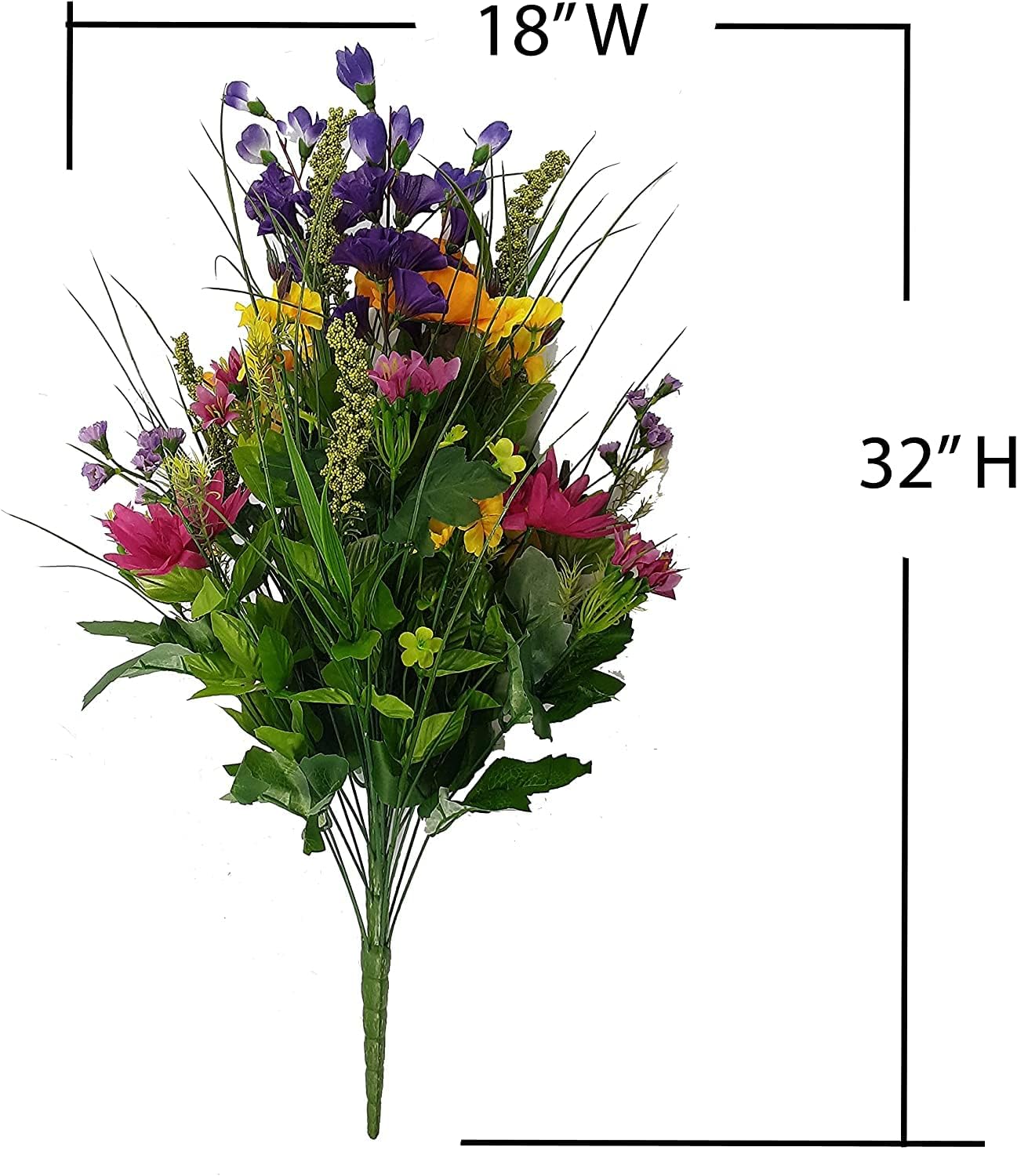 Admired By Nature GPB4328-YW/RD/PUR-2 Artificial Dahlia, Morning Glory and Ranunculus and Blossom Fillers Mixed Bush - 30 Stems, Set of 2,Yellow-red-Pruple-Dahlia : Home & Kitchen