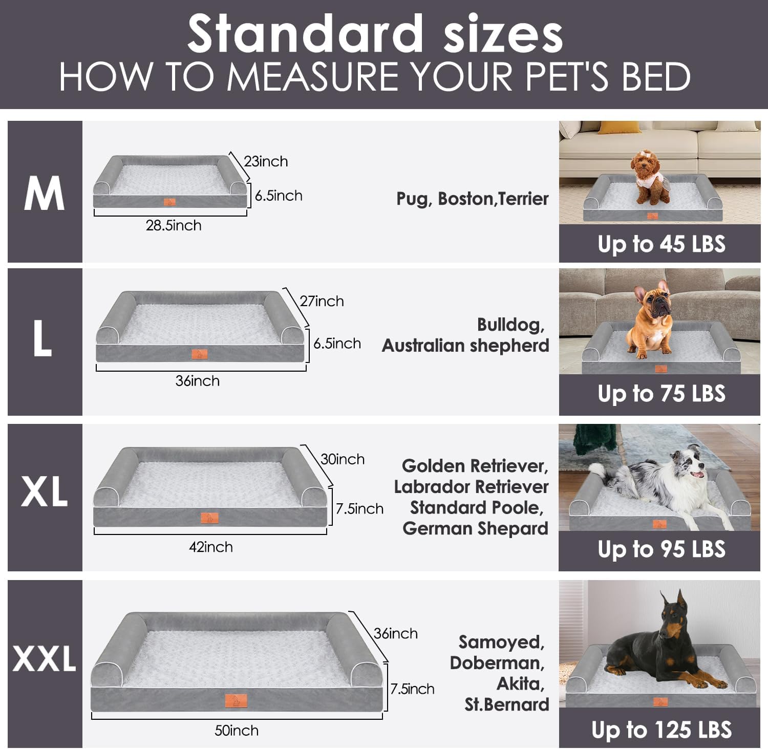 Cama ortopédica para perros grandes, camas impermeables para perros con funda extraíble lavable, acogedora cama de felpa para perros, cama para mascotas en forma de L con forro impermeable y parte