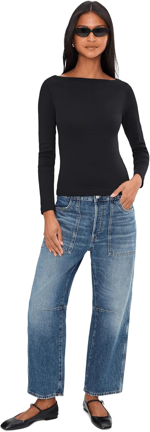 Madewell Womens The '90s Boatneck Tee in Compact Cotton