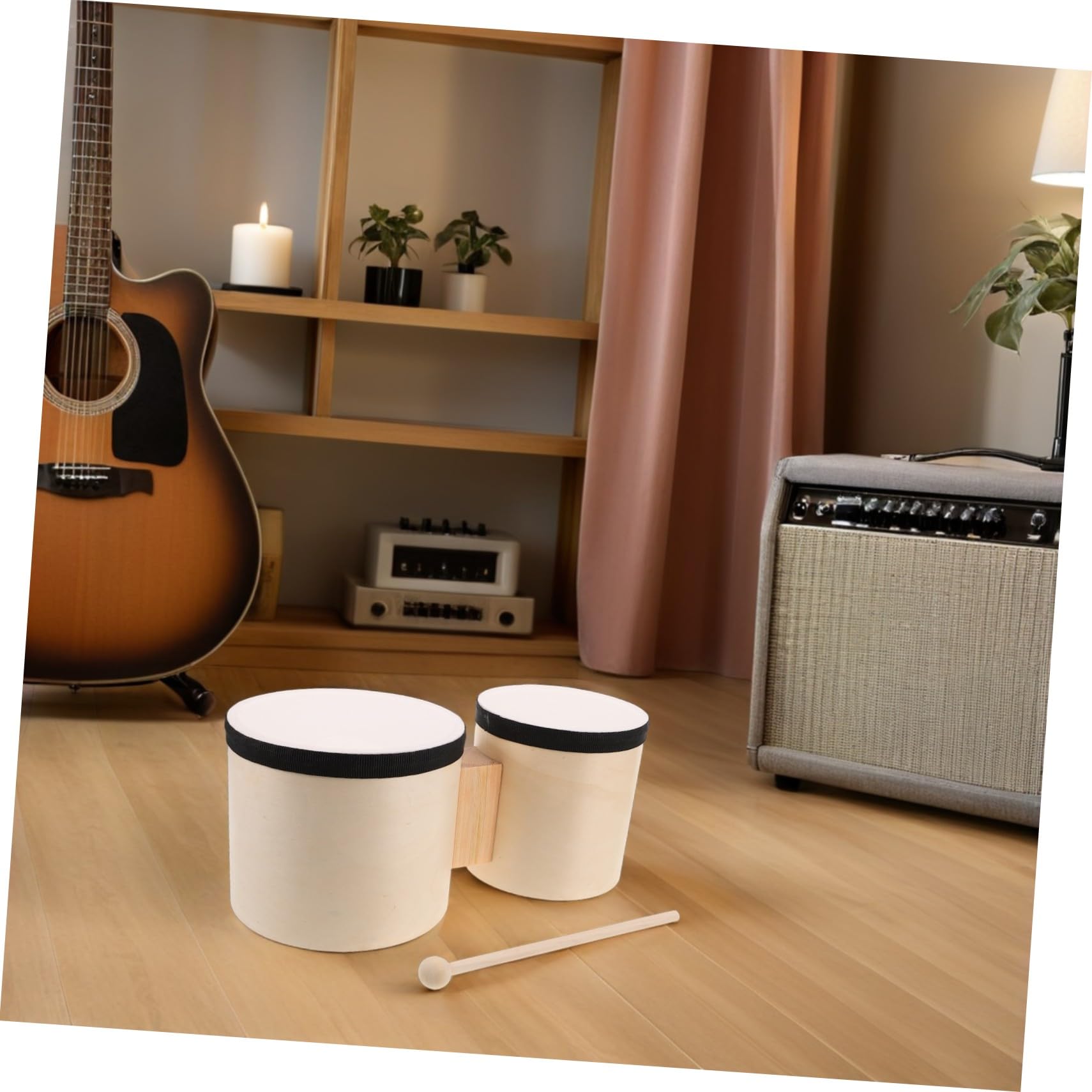 Toyvian Holz-bongos zum Üben und Handtrommeln mit Holzschlägeln Perkussionstrommel für Erwachsene und Musik-bongos für Musikalischen Unterricht