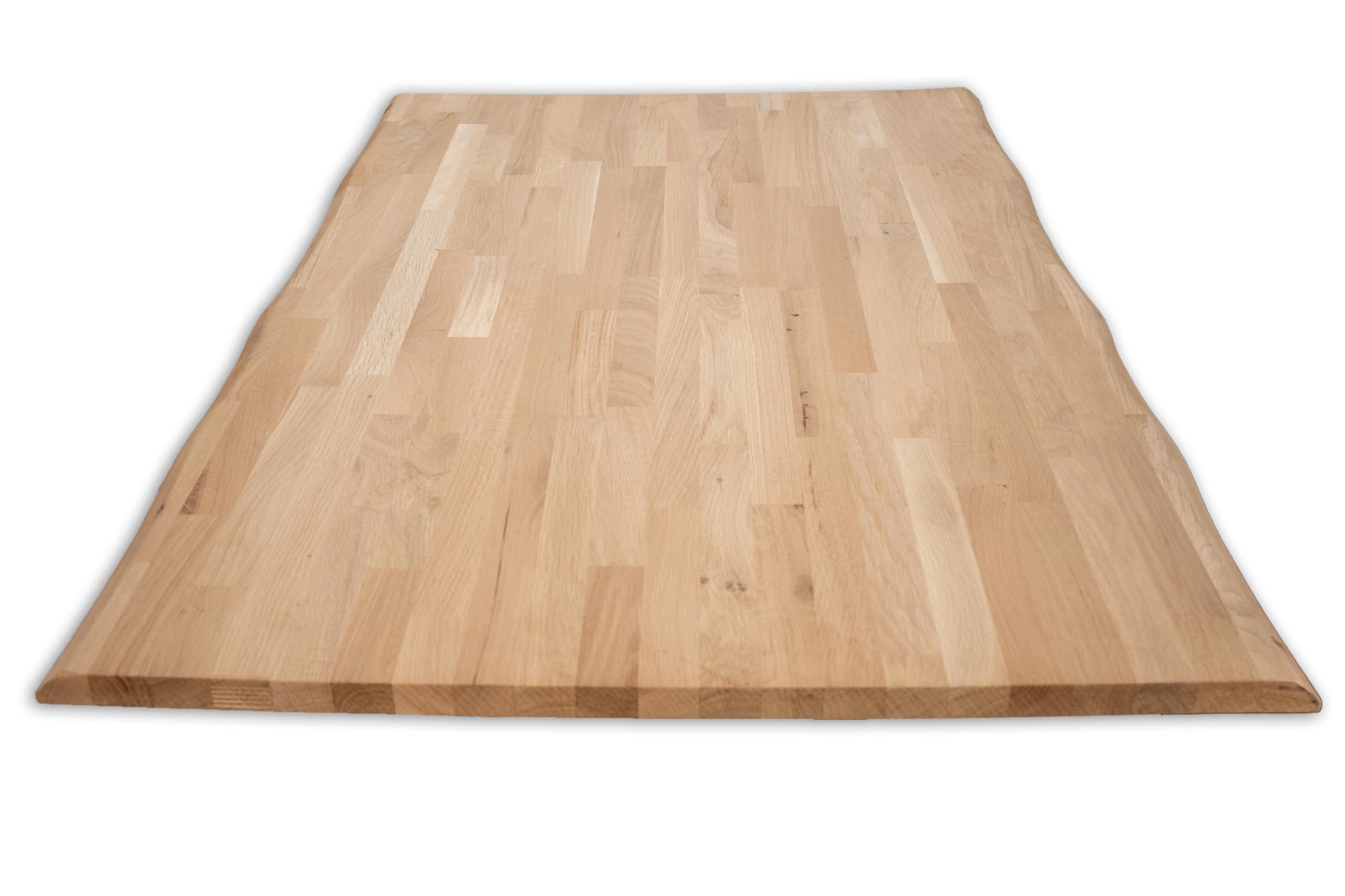 Plateau de table en chêne massif avec bord d'arbre (80 x 80 cm, chêne naturel)