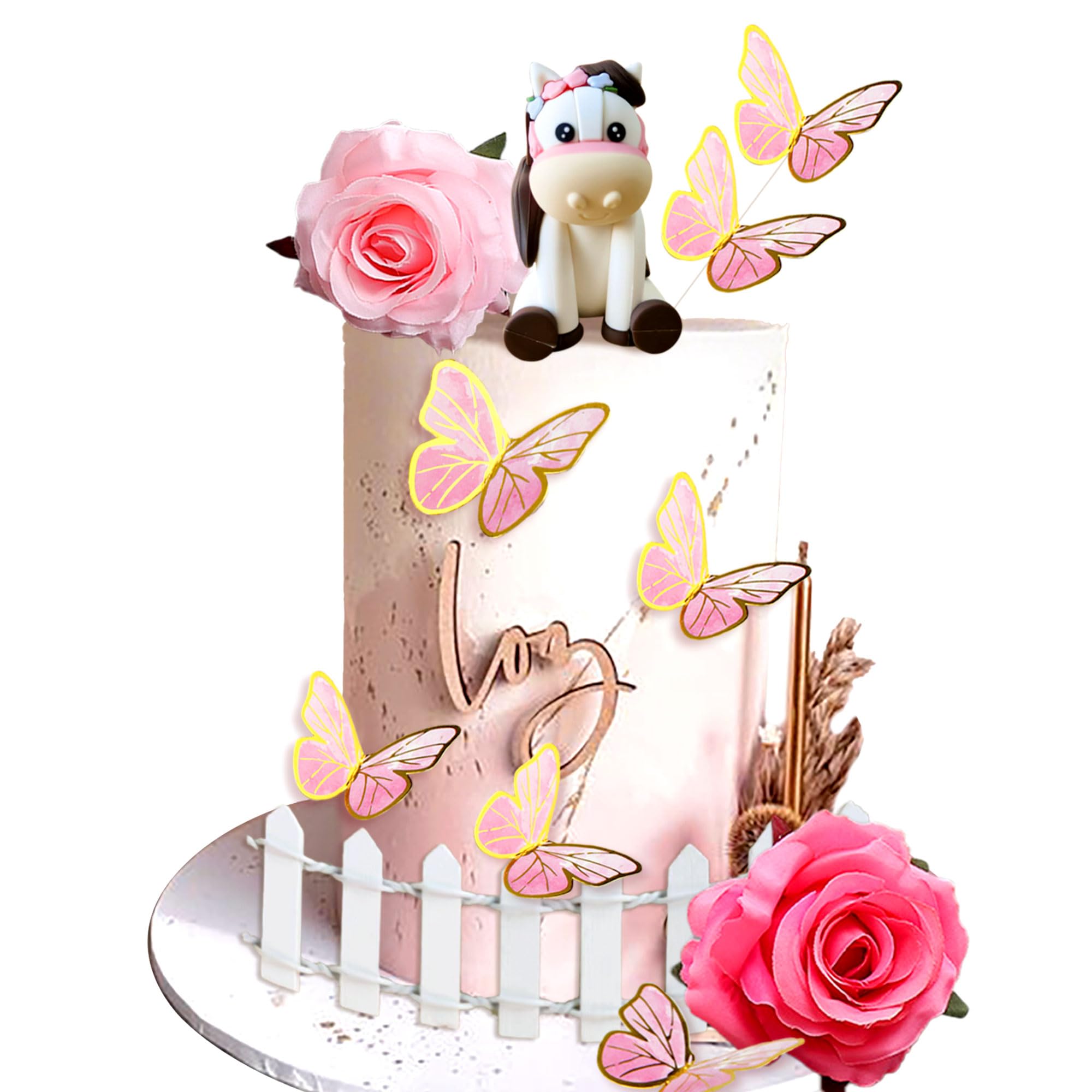 JeVenis Floral Horse Cake Decoration Cowgirl Cake Topper Girls Horse Party Decorations Horse Racing for Western Cowgirl Birthday Baby Shower