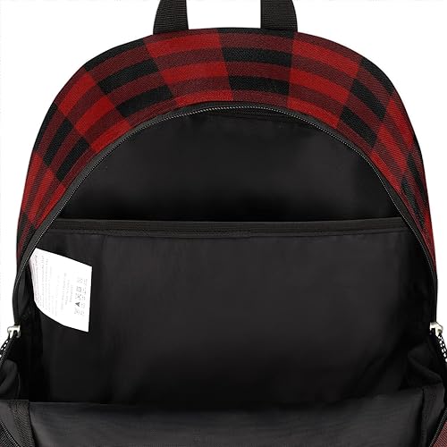 Miniatura 4 de Mochila escolar a cuadros de búfalo rojo y negro, mochila escolar para adolescentes, niñas, niños, mochila escolar para computadora de hombro,
