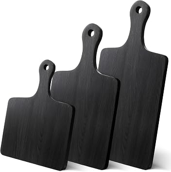 Geetery 3 Packs 6.7" Black Cutting Boards for Kitchen Charcuterie Wood Serving Cheese Board for Wedding Gift Rustic Decoration DIY Laserable, Length 16.5x6.7", 14x6.7", 9.8x6.7"Black