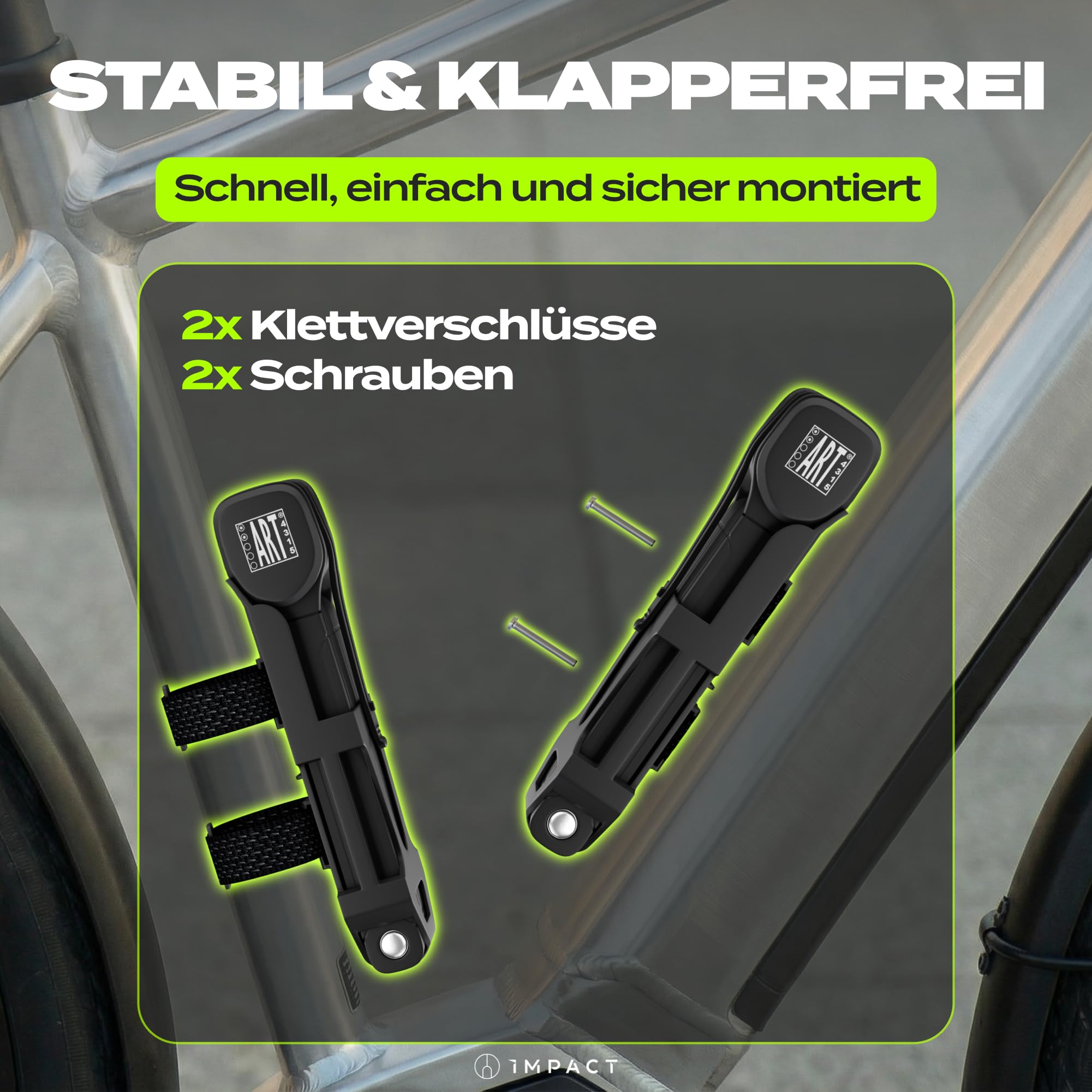 IMPACT FlexLock 15 - Candado plegable premium para bicicleta [alta seguridad] – Práctico candado para bicicleta con nivel de seguridad de 15 a 120 cm – Resistente candado para bicicleta soporta hasta