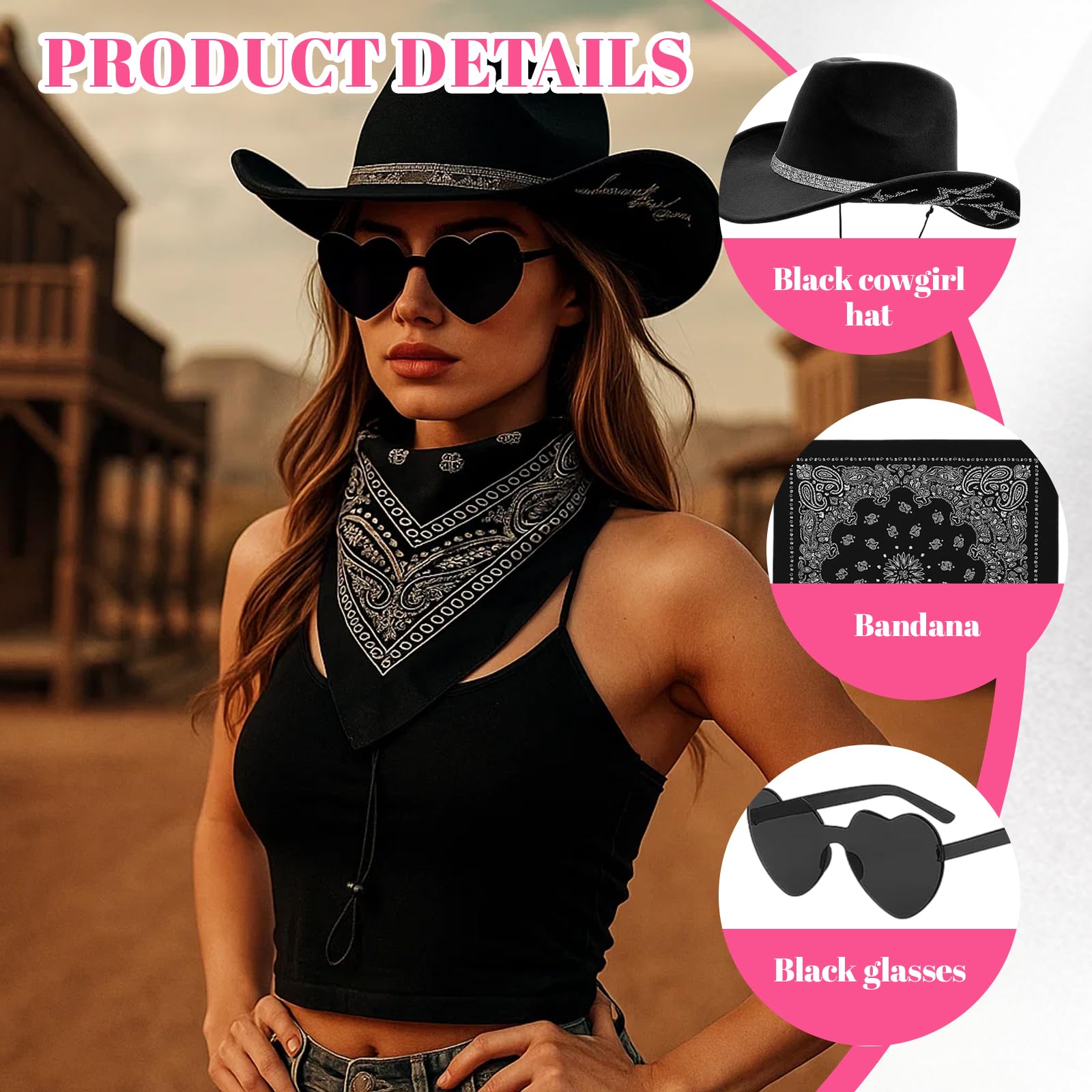 JaiZvt Black Cowboy Hat, Cowboy Hat Women - Image 4