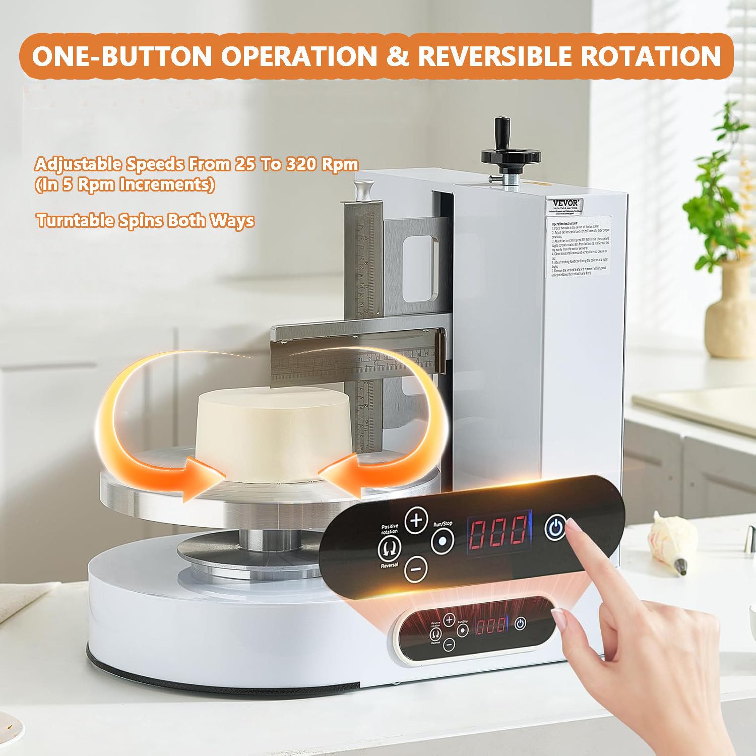 Máquina de glaseado de Pasteles con Plato Giratorio 35/36cm,Altura de Crema hasta 20cm,Control LCD Digital y Pausa con un Toque, para Estudios de repostería y hogar Pink-35cm