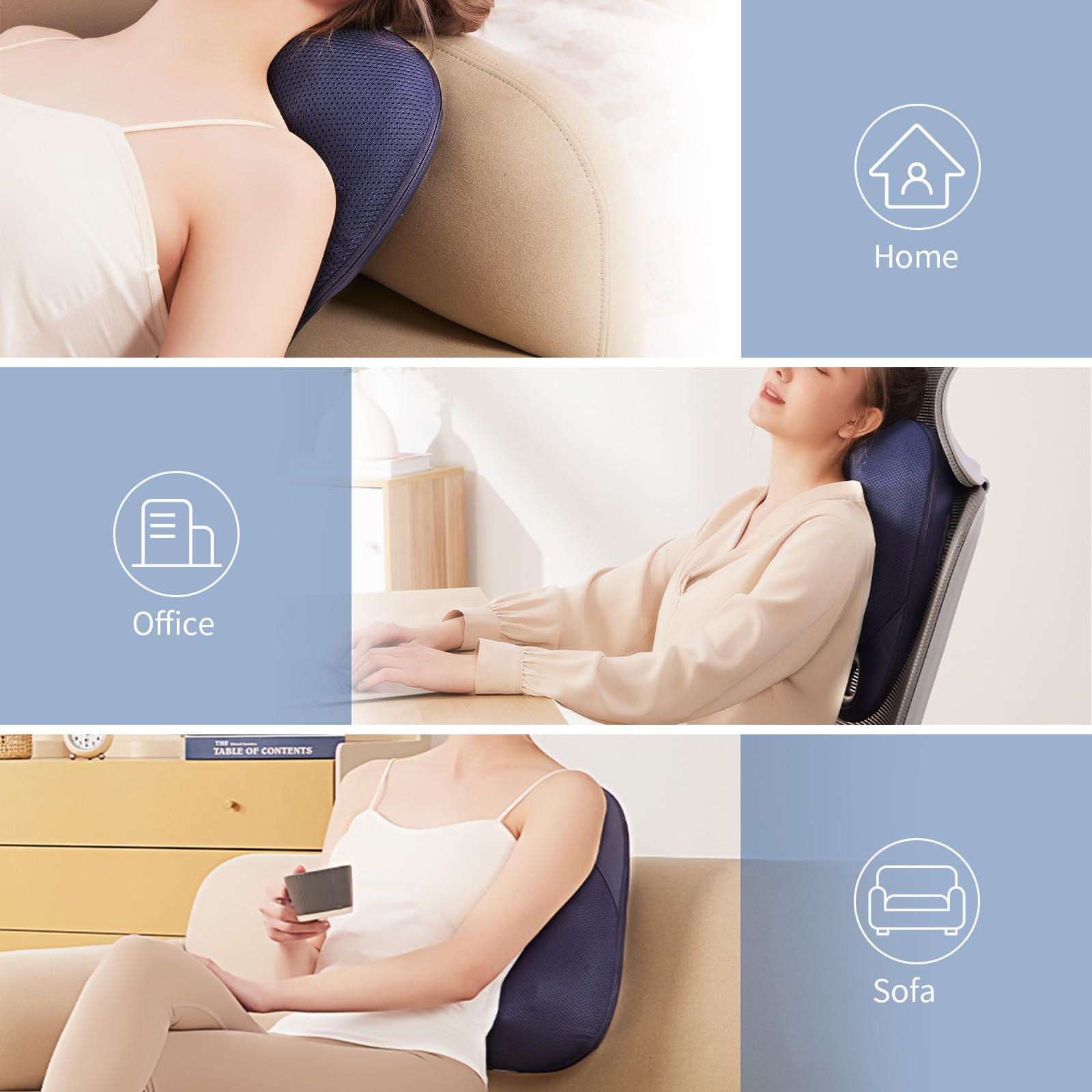 Masajeador de espalda portátil con mango ergonómico, superficie texturizada
