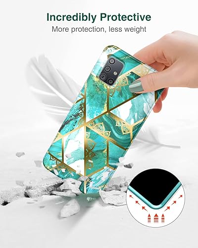 Miniatura 5 de SURITCH Funda de mármol para Samsung Galaxy A51 4G, protector de pantalla integrado, protección de cuerpo completo, a prueba de golpes, resistente a