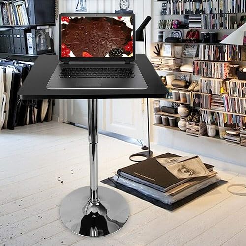 Miniatura 4 de DIFU Mesa de comedor de bar  Mesa giratoria cuadrada de pub de altura ajustable 360 grados giratoria para cocina y restaurante con parte superior