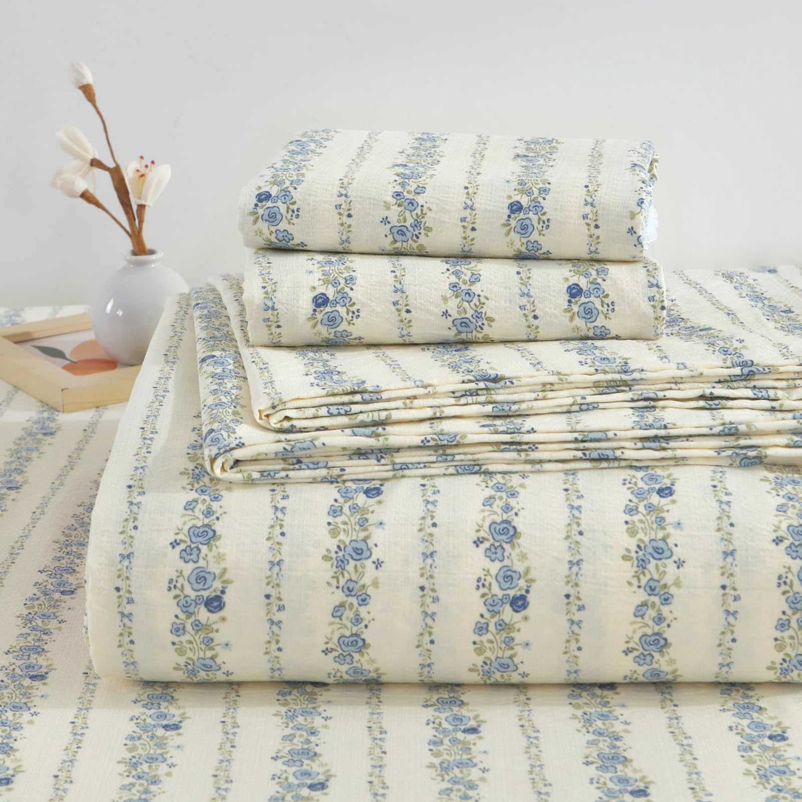 Thin Casual Bed Sheet Soft Cotton Flat Sheets for Single Double Super King-Size Beds Bedroom Bedding Mattress Accent Blanket, Breathable, Washable(Size:Pillowcase：48X74cm,Color:Blue 2)