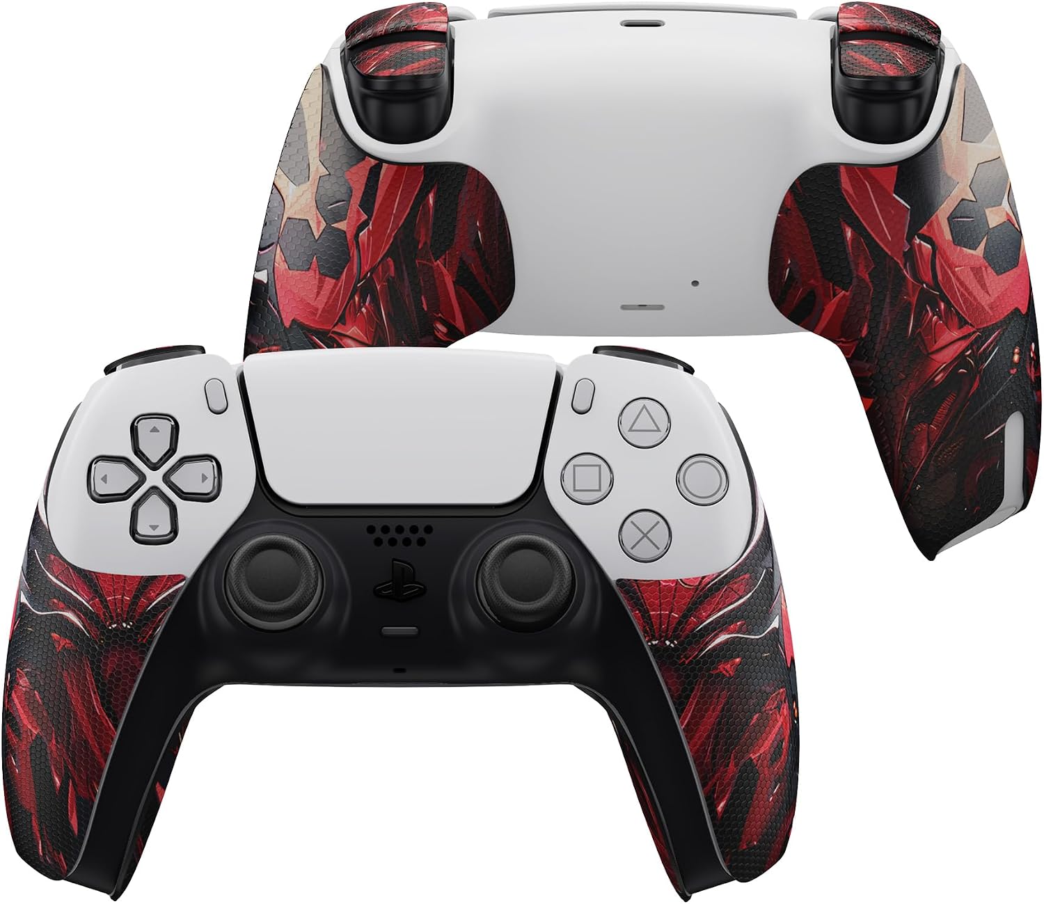 eXtremeRate PlayVital Spider Armor Constroller Grips for PS5 – Anti-Slip, Sweat-Absorbent Handle Covers with Shoulder Button Stickers - Textured Gaming Accessories
