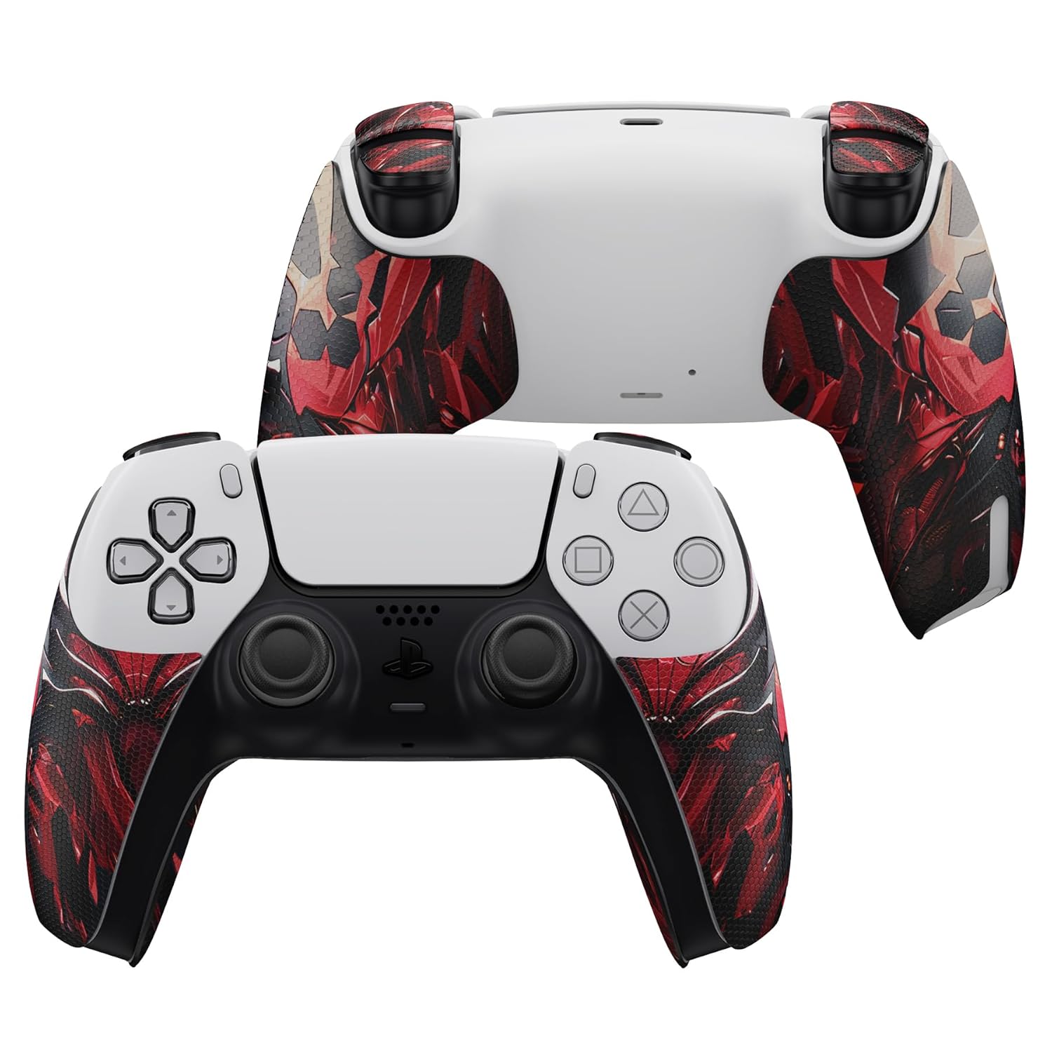 eXtremeRate PlayVital Spider Armor Constroller Grips for PS5 Anti-Slip Sweat-Absorbent Handle Covers with Shoulder Button Stickers - Textured