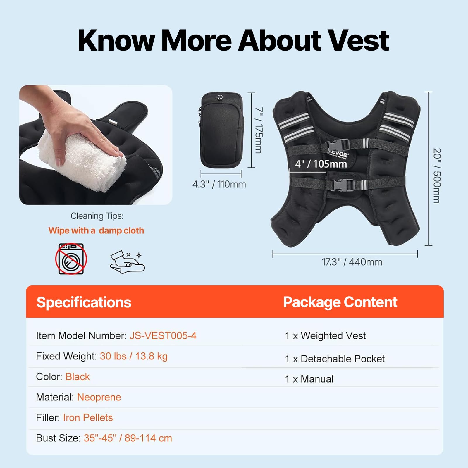 VEVOR Giubbotto con Pesi 9,22kg, Giubbotto con Pesi Fibbia Regolabile, Spalline e Striscia Riflettente per Allenamento Fisico, Attrezzatura da Allenamento Bodybuilding, Corsa, Jogging Fitness, Nero