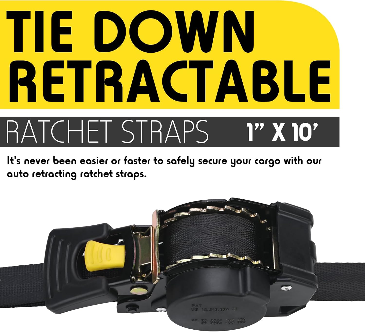 Otherya Retractable Ratchet Straps | 4 Heavy Duty Ratchet Straps Self Retractable Tie Down Straps with Soft Loops & Storage Bag for Motorcycle, Truck, Trailer | 1100 Lb Break Strength 1” x 7’