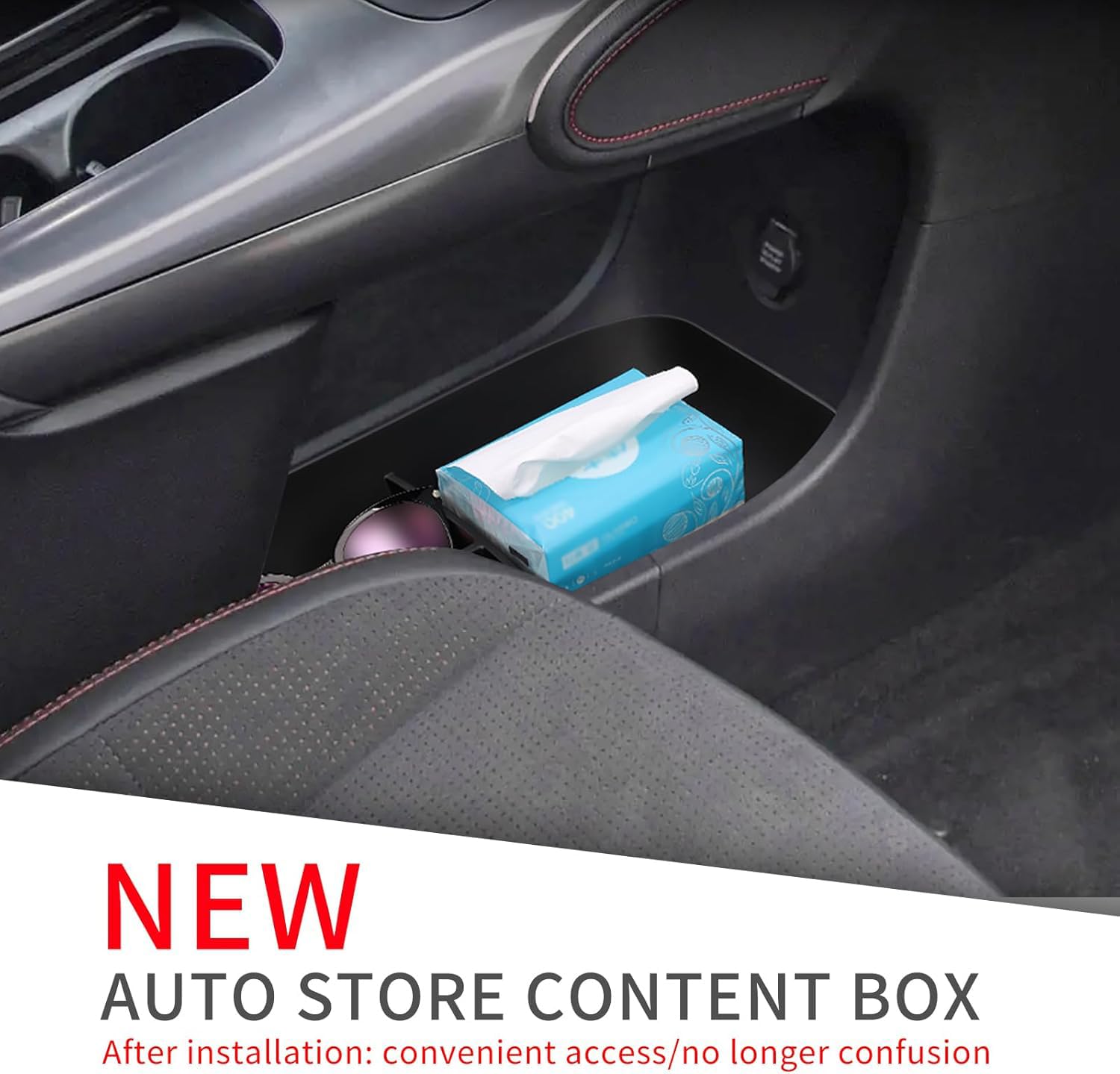 smabee Boîte de rangement inférieure pour console centrale Smart #3 - Plateau de rangement inférieur en TPE - Accessoires d'intérieur de voiture - Noir