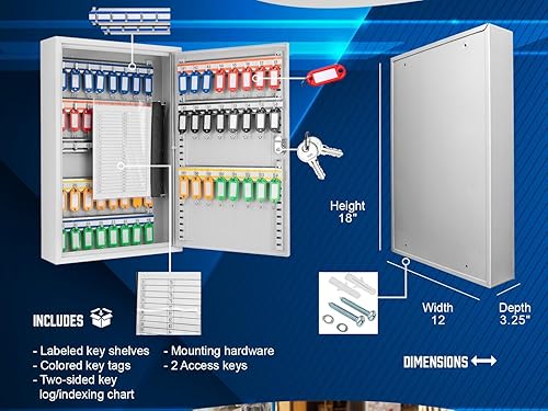 Miniatura 3 de winbest Caja de seguridad de acero con cerradura de llave de almacenamiento para gabinete de montaje en pared (gabinete de montaje en pared seguro