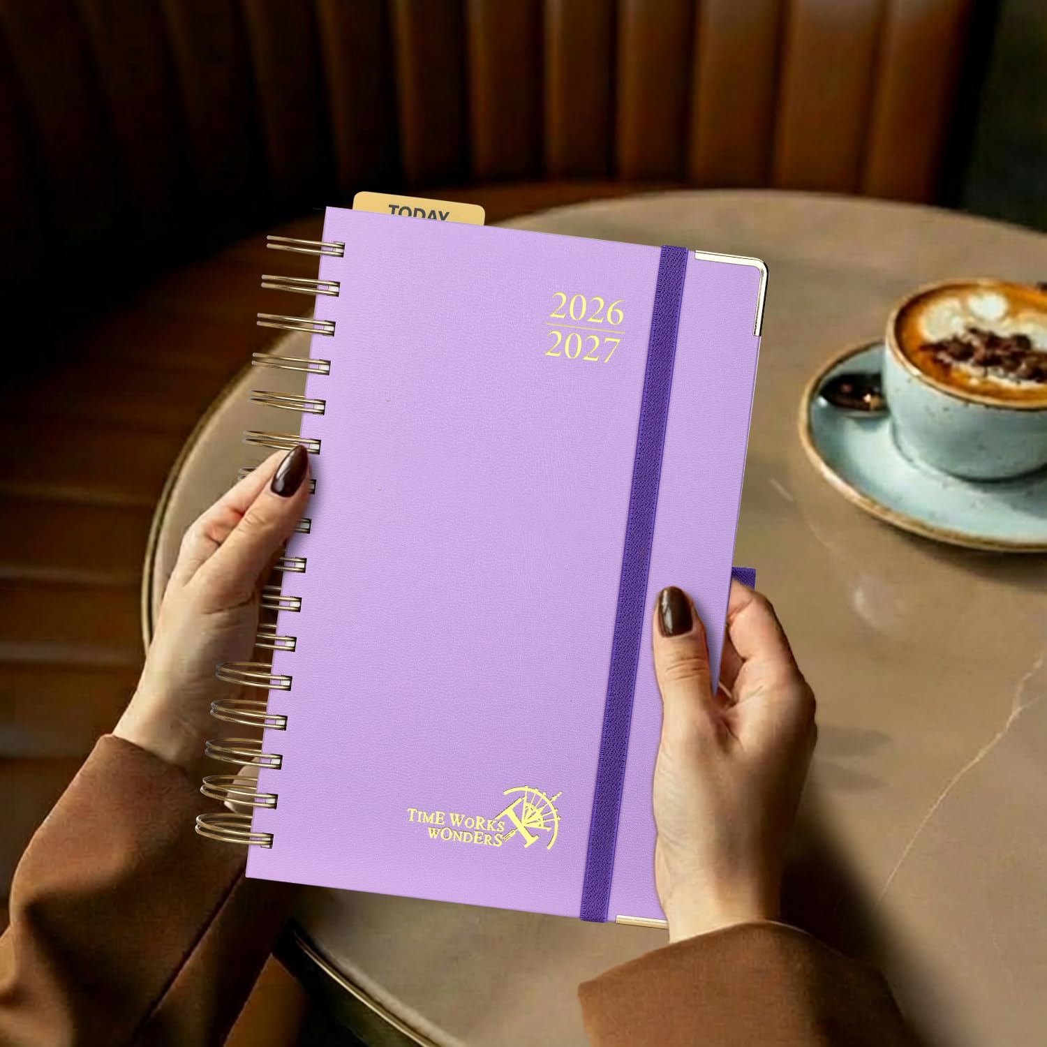 POPRUN Agenda giornaliera 2026-2027, una pagina per giorno, 14,6 x 21,6 cm, calendario accademico giornaliero con calendario da luglio 2026 a giugno 2027, copertina rigida con fessure orarie