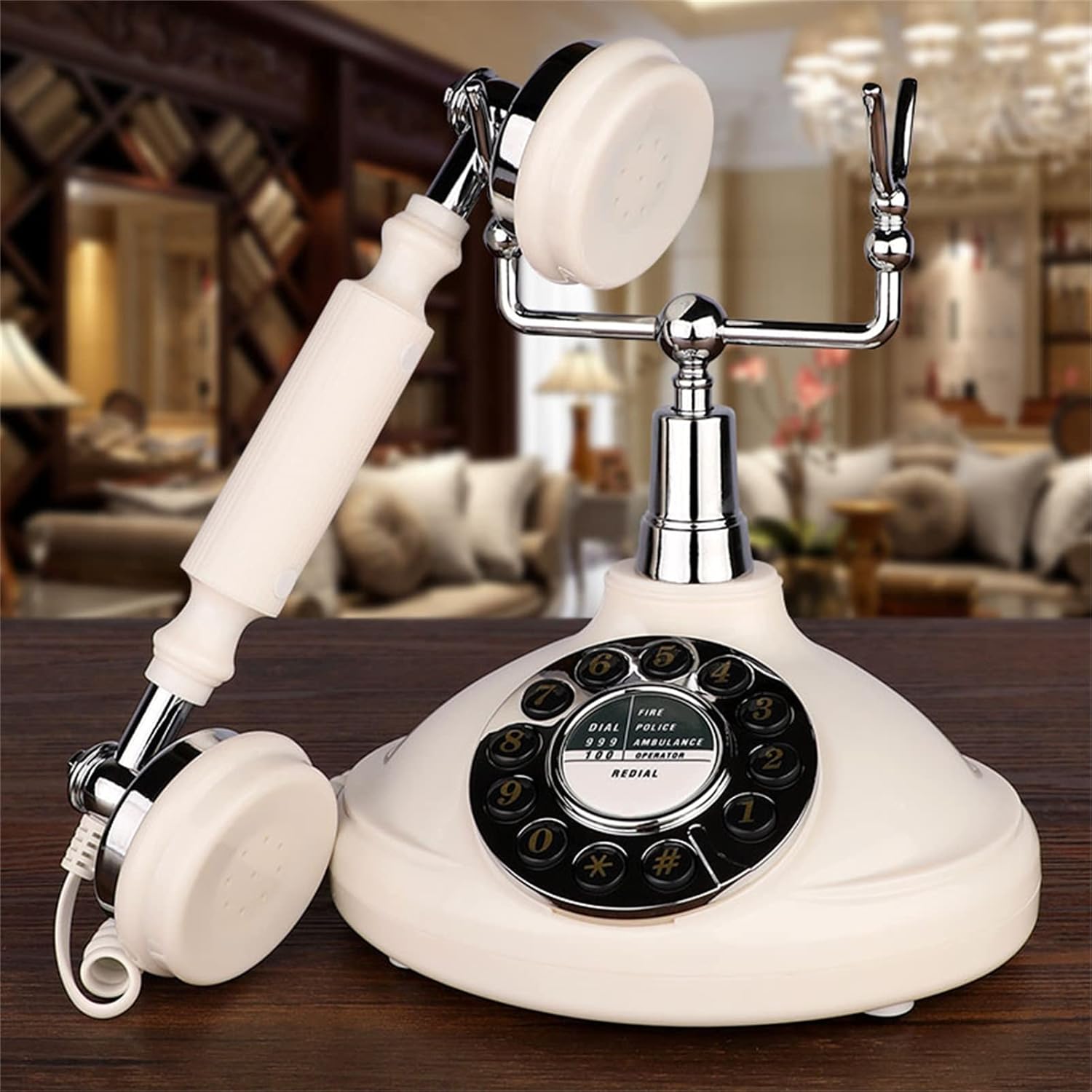 Decorative Telephones Retro Phone with Handset Volume Control Landline Corded Telehone for Home,Hotel,Bathroom,Living Room,School and Office,White