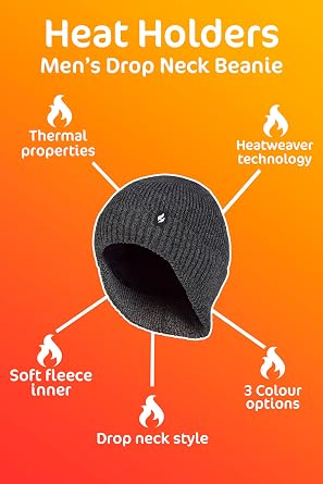 HEAT HOLDERS - Thermal Acrylic Winter Expedition Hat with Drop Neck for Men