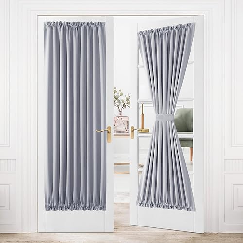 Miniatura 545 de DWCN Cortinas para puerta francesa: cortina térmica con bolsillo para barra para puertas con ventana de cristal, puertas de cocina y patio