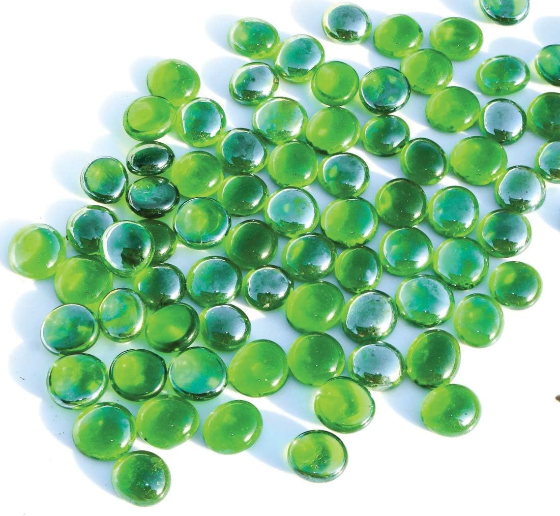 ARSUK Glass Pebbles Decorative Stones Beads Nuggets Gems Mosaic Tiles for Vases Craft Garden Bowls Fish Tank (70-80 Green Pebbles) - Image 3