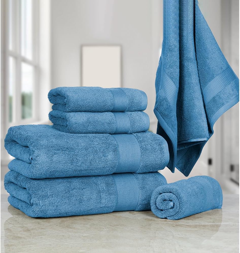 Amazon.com: CASALINO Bath Towel, 6 Piece Bathroom Towel Set, Highly Absorbent, Super Soft, Soft ...