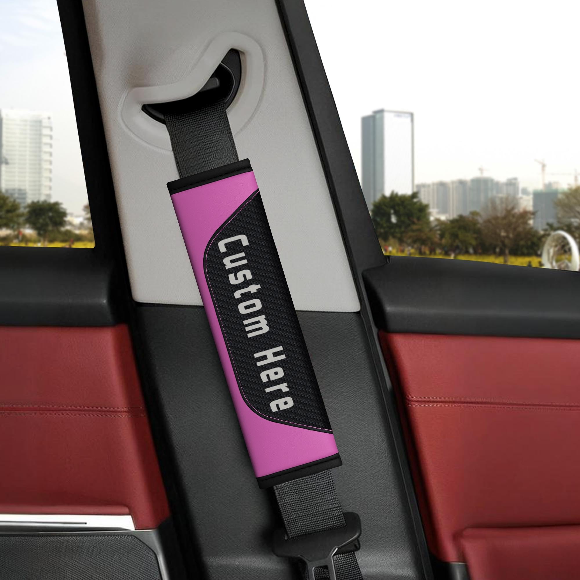 Custom Seat Belt Cover Pad – Personalized Carbon Fiber Seatbelt Covers with Logo, Text & Image – Car Accessories for Women, Men & Kids – Seatbelt